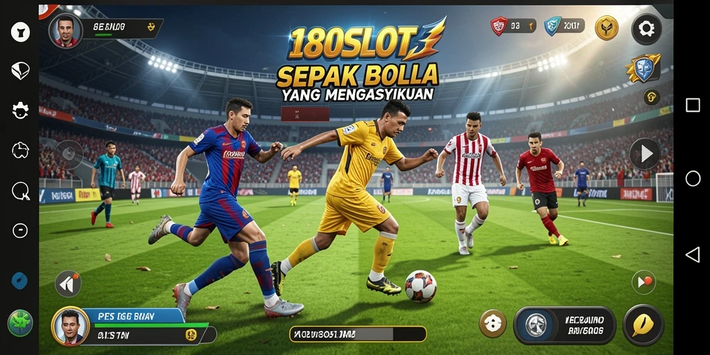 Tampilan gameplay 180SLOT dengan aksi sepak bola yang menarik.