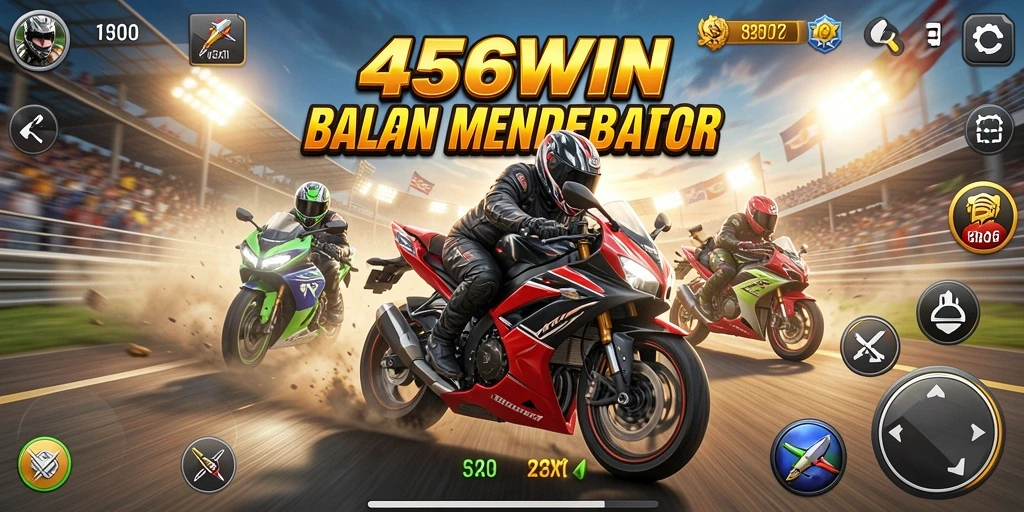 Screenshot gameplay 456WIN menampilkan balapan motor yang mendebarkan.