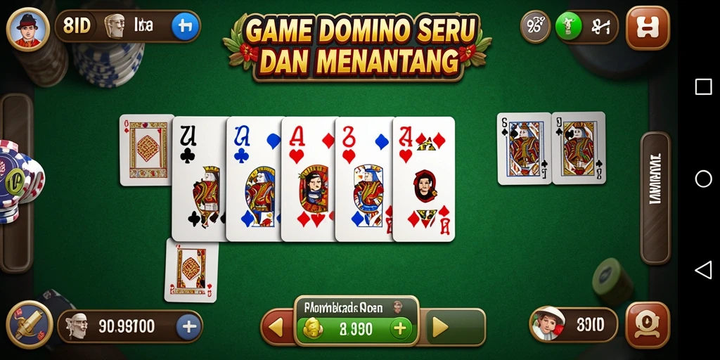 Tampilan dari permainan domino yang mendebarkan dan interaktif.