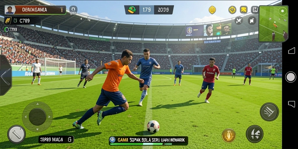 Screenshot C789 menampilkan aksi pertandingan sepak bola yang mendebarkan.
