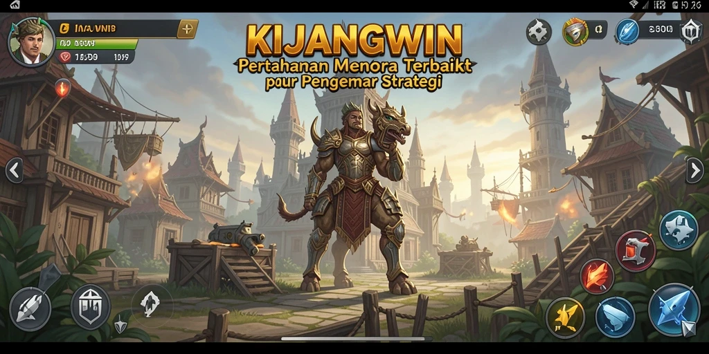 Tampilan gameplay KIJANGWIN dengan pertahanan menara yang strategis.