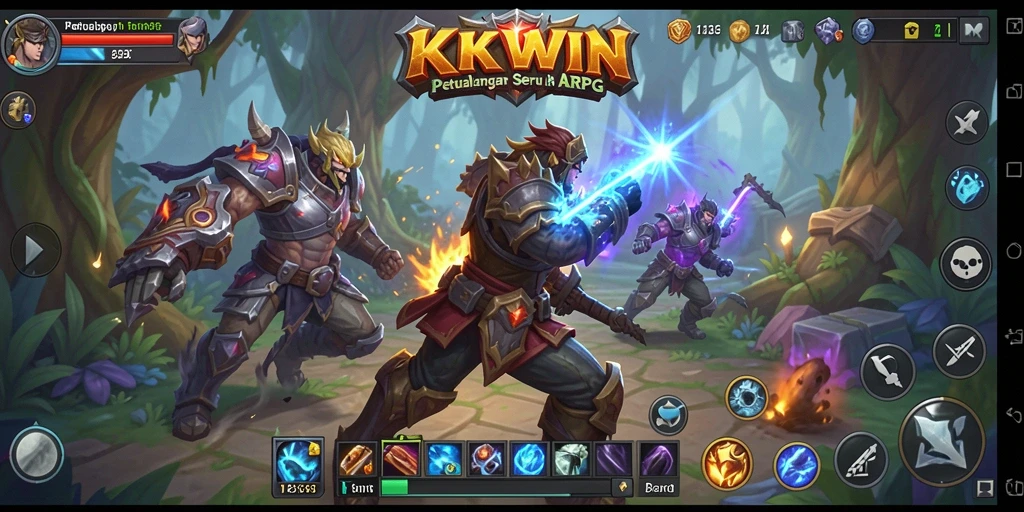 Screenshot gameplay KKWIN yang menunjukkan pertarungan seru dalam dunia ARPG.