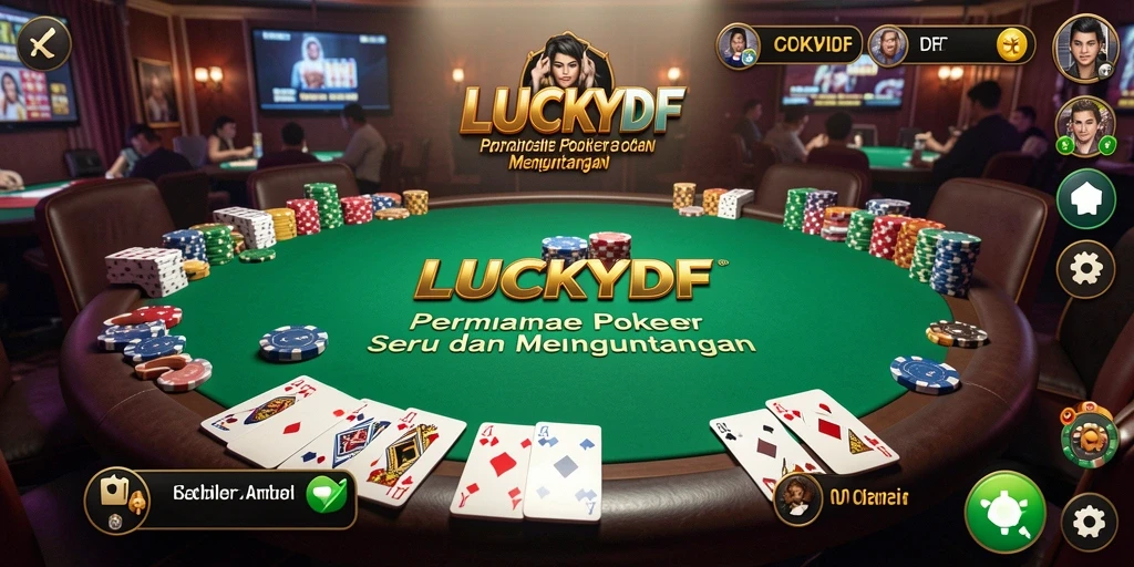 Tampilan gameplay seru LUCKYDF dengan aksi poker mendebarkan.