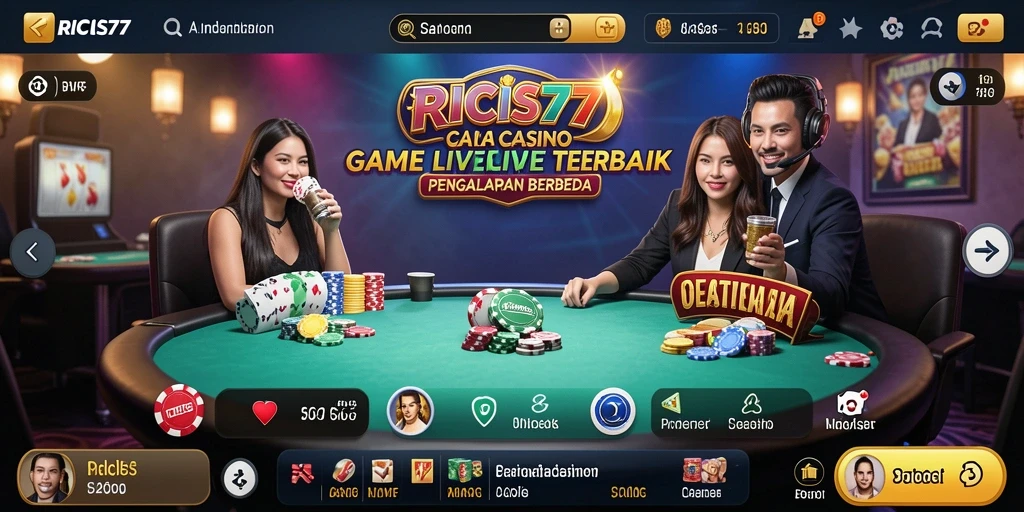 Tampilan menarik gameplay Live Casino RICIS77 dengan dealer langsung.