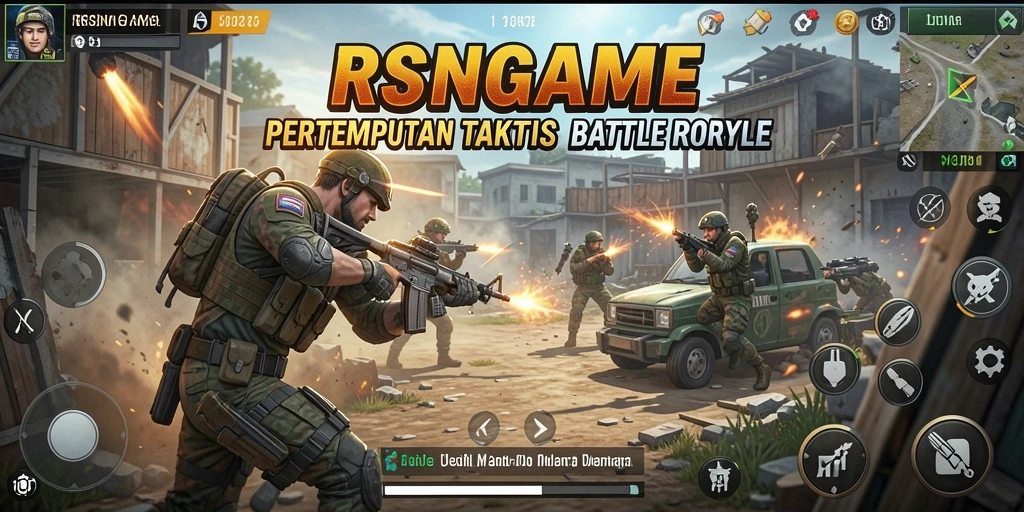 Tampilkan gameplay seru pertempuran Battle Royale di RSNGAME.