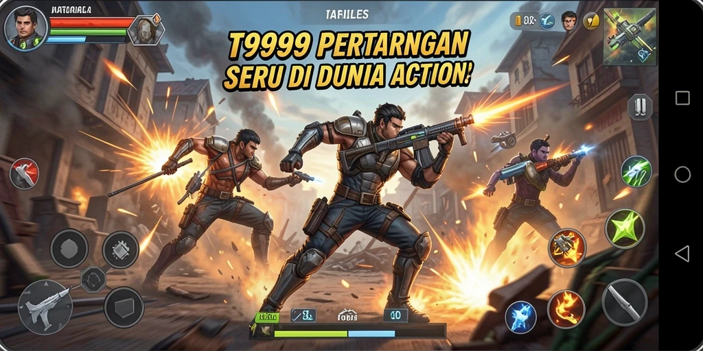 Tampilan gameplay T9999 menampilkan pertarungan yang seru dan grafik yang menawan.