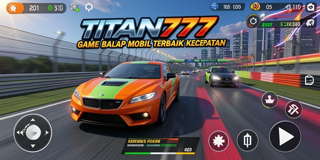 Tampilan seru dari gameplay balap TITAN777 yang intens.