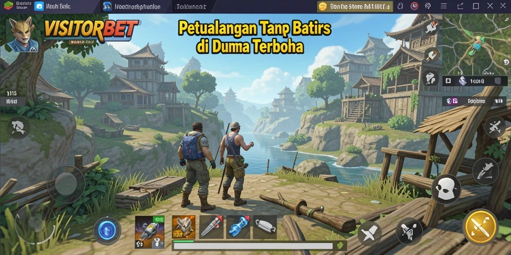 Gameplay VISITORBET dengan berbagai lokasi terbuka dan interaktif.