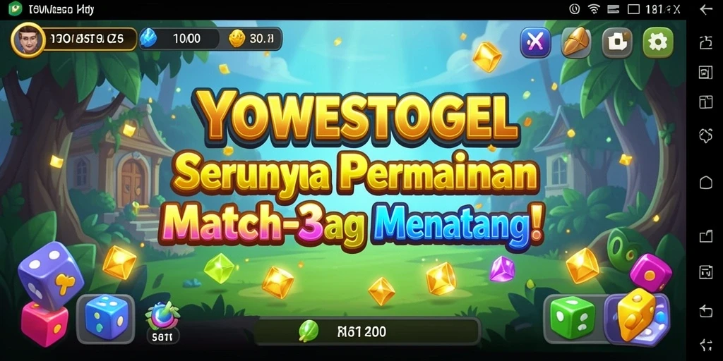 Screenshot gameplay YOWESTOGEL yang menampilkan permainan Match-3 yang seru.